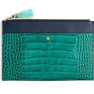 J.CREWLarge Stamped Croc Leather Pouch